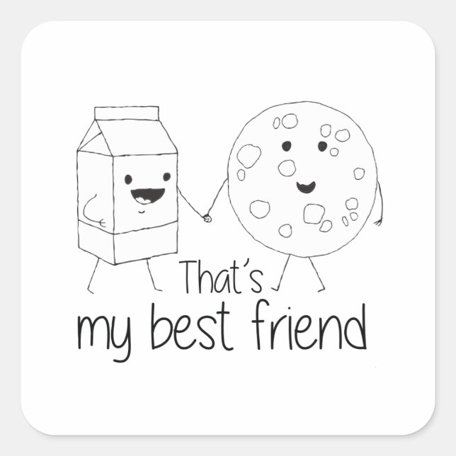Sticker Carré Lait et biscuits Meilleurs amis BFF Friendship Art (Devant)