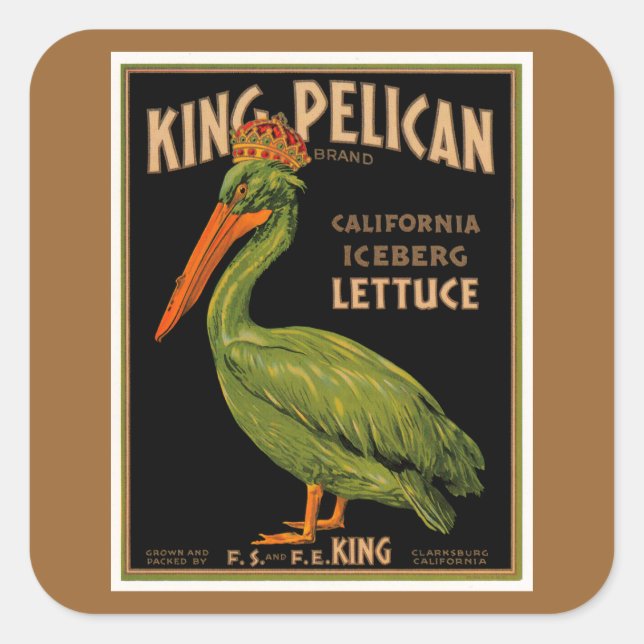 Sticker Carré Laitue de marque King Pelican (Devant)