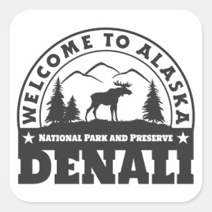 Sticker Carré L'Alaska. Parc national et conserve de Denali