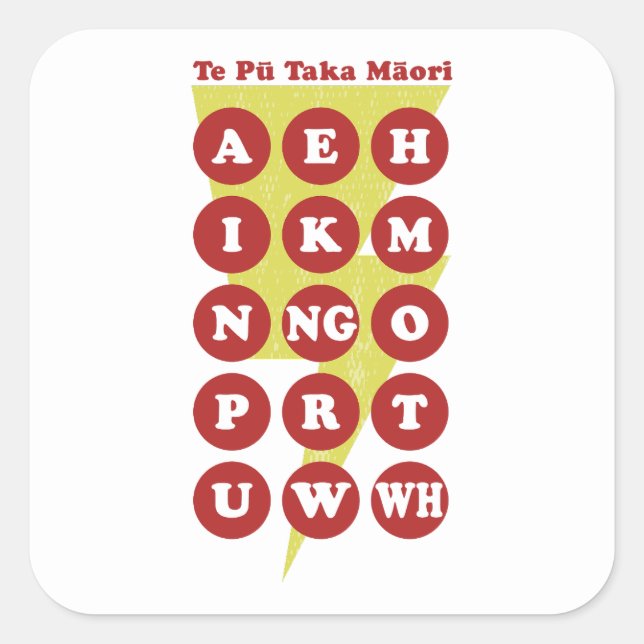 Sticker Carré L'alphabet maori Pu Taka (Devant)