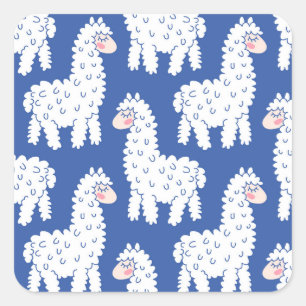 Sticker Carré Lama alpaca, motif vintage