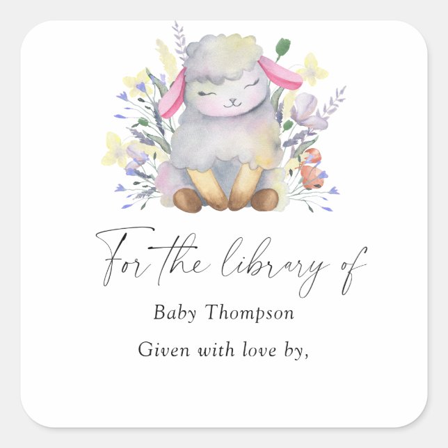 Sticker Carré Lamb - Baby shower, livres pour bébé (Devant)