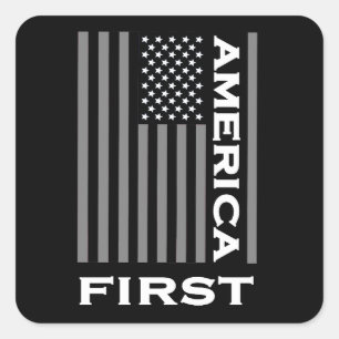 Sticker Carré L'Amérique d'abord drapeau américain Aimer les Éta