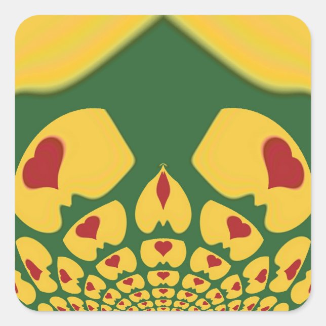 Sticker Carré L'amour à Rasta Couleurs : Coeurs de reggae (Devant)