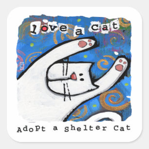 Sticker Carré L'amour, adoptent des chats d'abri