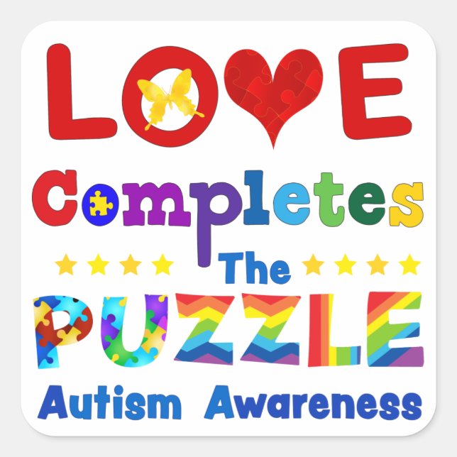 Sticker Carré L'amour complète le casse-tête (Devant)