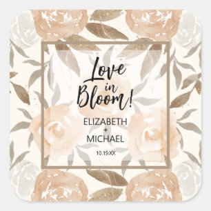 Sticker Carré L'amour dans la florale de la Pêche en fleurs