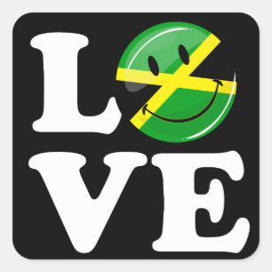Sticker Carré L'amour de la Jamaïque Smiling Flag