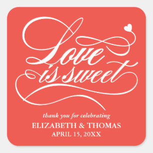 STICKER CARRÉ L'AMOUR ÉLÉGANT CLASSÉ EST DES BÂTIMENTS DE MARIAG