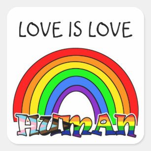 Sticker Carré L'amour est amour, humain, arc-en-ciel