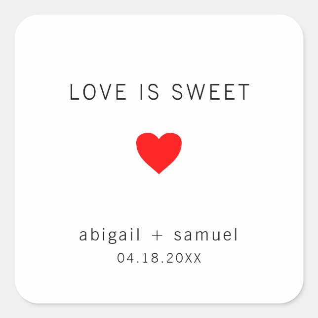 Sticker Carré L'amour est doux moderne Noir et Blanc Mariage Fav (Devant)