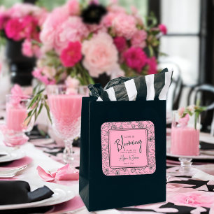 Sticker Carré L'amour est en fleurs rose et noir shower de maria