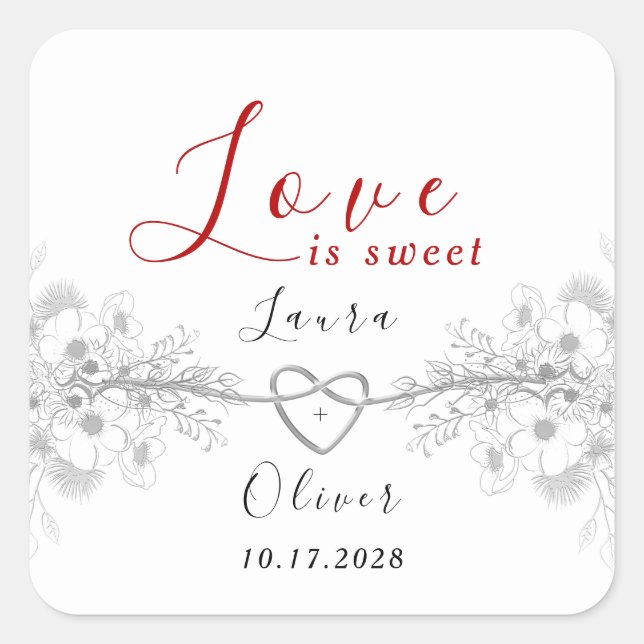 Sticker Carré L'amour est la faveur du mariage doux (Devant)