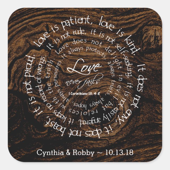 Sticker Carré L'amour est le patient Mariage de texte circulaire (Devant)