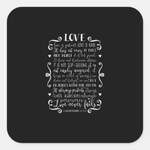 Sticker Carré L'amour est patient, l'amour est gentil Citation c