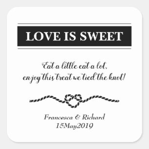 Sticker Carré L'Amour Est Sweet Favors Plage Mariage