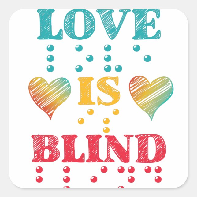 Sticker Carré L'amour est un coeur braille aveugle (Devant)