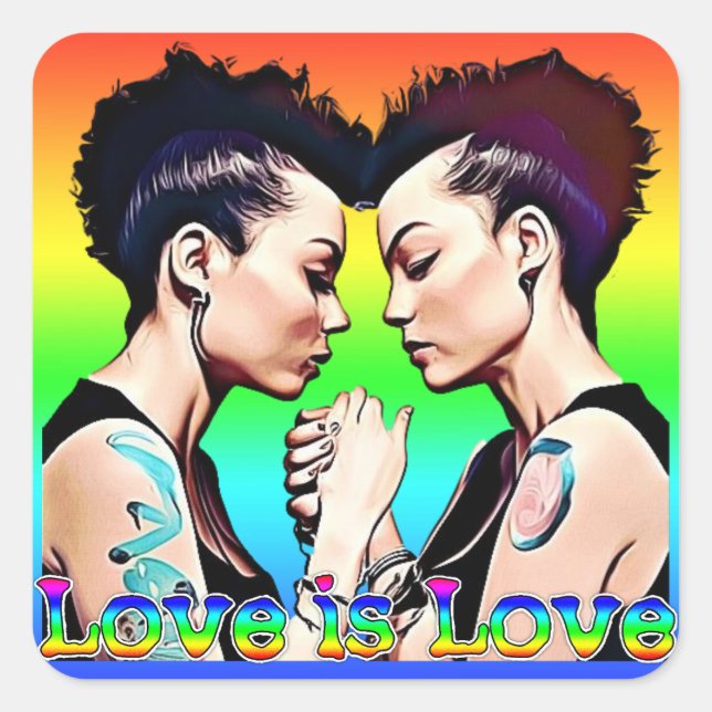 Sticker Carré L'amour est une fierté lesbienne (Devant)