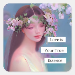 Sticker Carré L'amour est votre véritable essence   Fée comme an