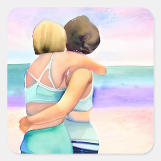 Sticker Carré L'amour lesbien | Deux femmes se réconciliant sur 