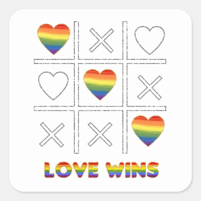 Sticker Carré L'amour LGBT gagne (Devant)