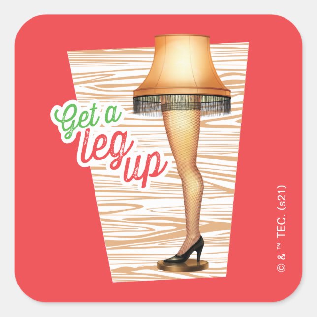 Sticker Carré Lampe d'histoire de Noël | Leg Up (Devant)