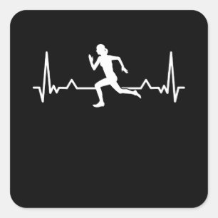 Sticker Carré Lancer la ligne Heartbeat Funny Runner Gift