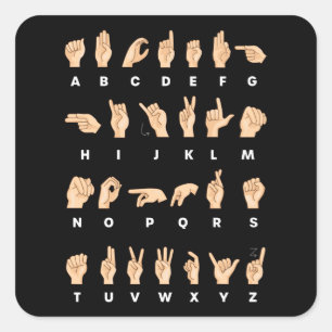 Sticker Carré Langue des signes ASL Alphabet Cadeau Sourd