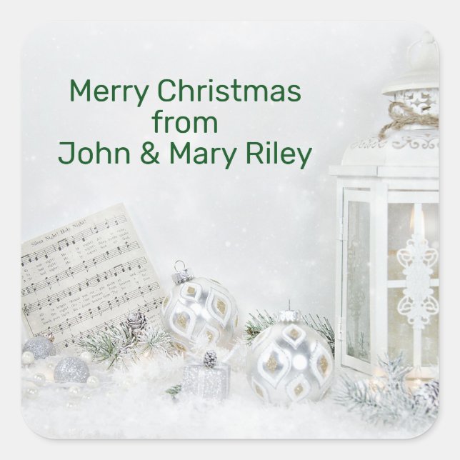 Sticker Carré Lanterne nocturne silencieuse de Noël (Devant)