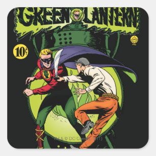 Sticker Carré Lanterne verte avec cape en combat