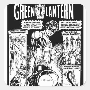 Sticker Carré Lanterne verte - Bande dessinée verte, Noir