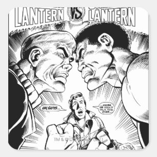 Sticker Carré Lanterne verte contre la lanterne verte, noire et