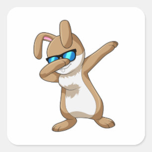 Sticker Carré Lapin à Hip hop Dance Dab
