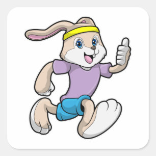 Sticker Carré Lapin à Jogging avec bandeau