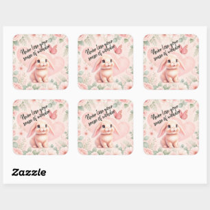 Sticker Carré Lapin adorable 'n papillon aimant