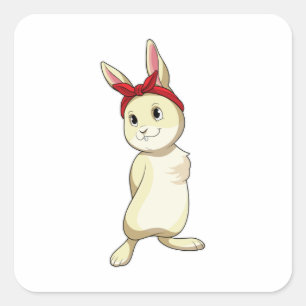 Sticker Carré Lapin avec Bandana