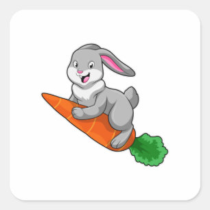 Sticker Carré Lapin avec carotte