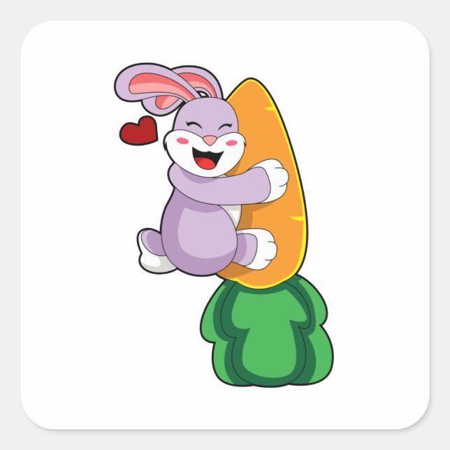 Sticker Carré Lapin avec carotte (Devant)
