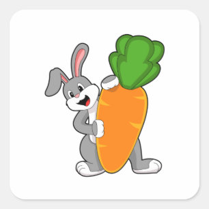 Sticker Carré Lapin avec carotte