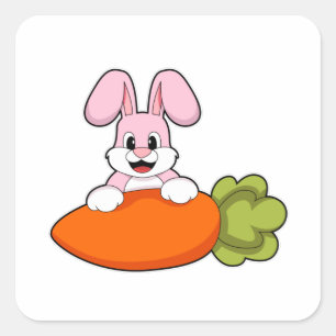 Sticker Carré Lapin avec carotte