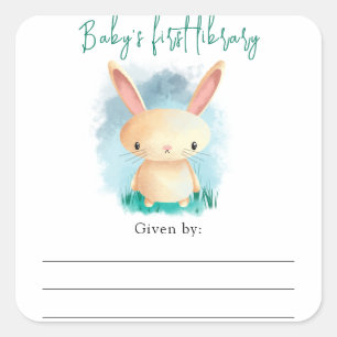 Sticker Carré Lapin - Baby shower, livres pour bébé