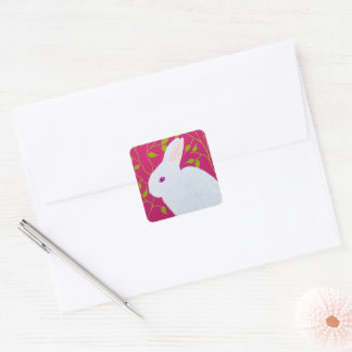 Sticker Carré Lapin Blanc