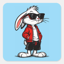 Lapin Blanc Cool en Veste Rouge