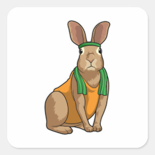 Sticker Carré Lapin comme coureur avec serviette