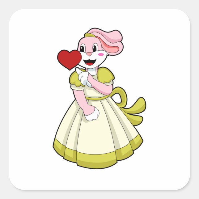 Sticker Carré Lapin comme Mariée avec robe Mariage.PNG (Devant)