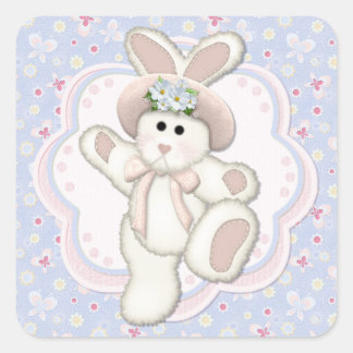 Sticker Carré Lapin de campagne doux