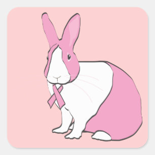 STICKER CARRÉ LAPIN DE CONSCIENCE DE CANCER DU SEIN
