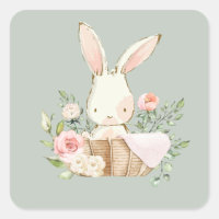 Lapin de Pâques aquarelle vert sauge