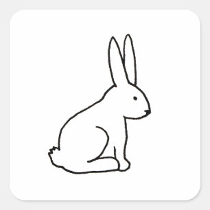 Sticker Carré lapin lapin amusant simple symbole graphique logo