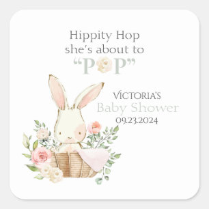 Sticker Carré Lapin lapin de la forêt boisée Floral Vert